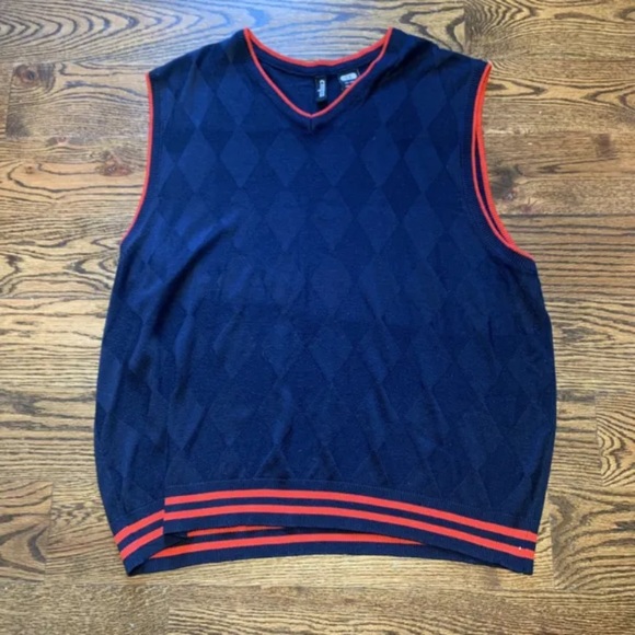 Empra Mens Diamond Blue Front Vest, Red Trim, Acrylic, Size 5X - Picture 1 of 8